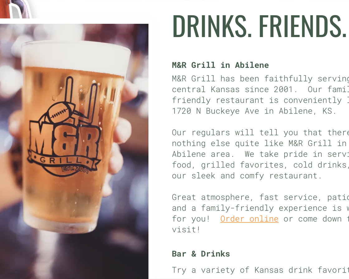 M&R Grill menu photography